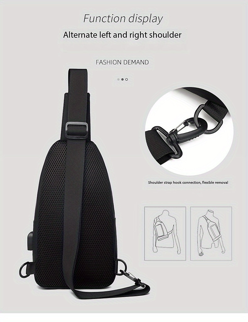 Anti-Diefstal Schouder Sling Rugzak - Waterproof Krassenbestendig Lichtgewicht Schouderrugzak met USB-oplaadpoort Ideaal Cadeau voor Mannen 2026 - $14.99 –P5