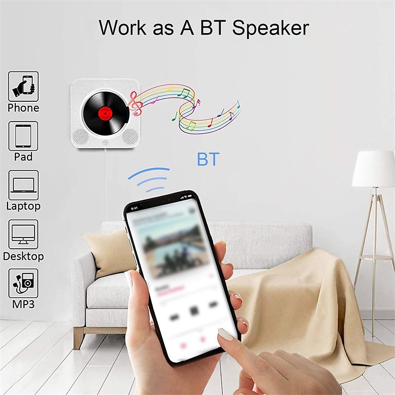 KC-909 Portable CD Player Built-in Speaker Stereo CD Players with Double 3.5mm Headphones Jack LED Screen Wall Mountable CD Music Player with IR Remote Control Supports CD/BT/FM/TF Card/AUX 2025 - $107.99 –P2