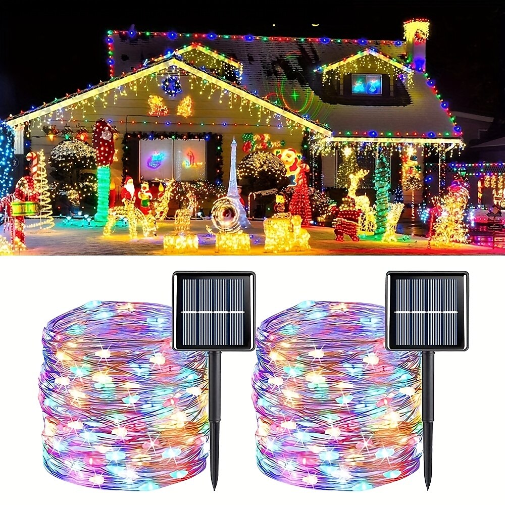 Elegant Wedding Reception Party Outdoor Solar LED String Lights Wedding Decoration 10M 33ft 100 LED 8 Lighting Modes Waterproof Fairy Lights Garden Christmas Wedding Birthday Party Holiday Decoration 2025 - $12.49 –P3