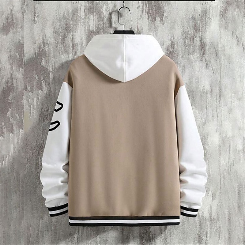 Voor heren Bomberjack Overgangsjack Varsity-jas Buiten Vakantie Warm Knop Zak Herfst Winter Kleurenblok Modieus Streetwear Opstaande boord Normaal Appel Groen Zwart Bordeaux Bruin Groen Jacks 2025 - $28.99 –P20