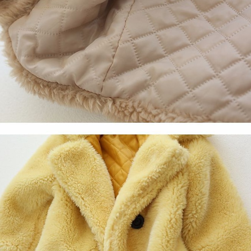 Kids Girls' Faux Fur Coat Solid Color Fashion Tassel Fringe Formal Coat Outerwear 2-12 Years Spring White Yellow Pink 2026 - $33.99 –P10