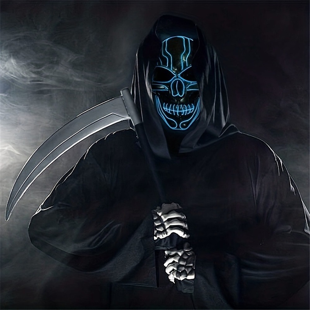 Scary Mask Halloween LED Light Prop Terror Mask with 3 Flashing-Modes for Halloween Festival Party Cos Play 2025 - $16.99 –P7