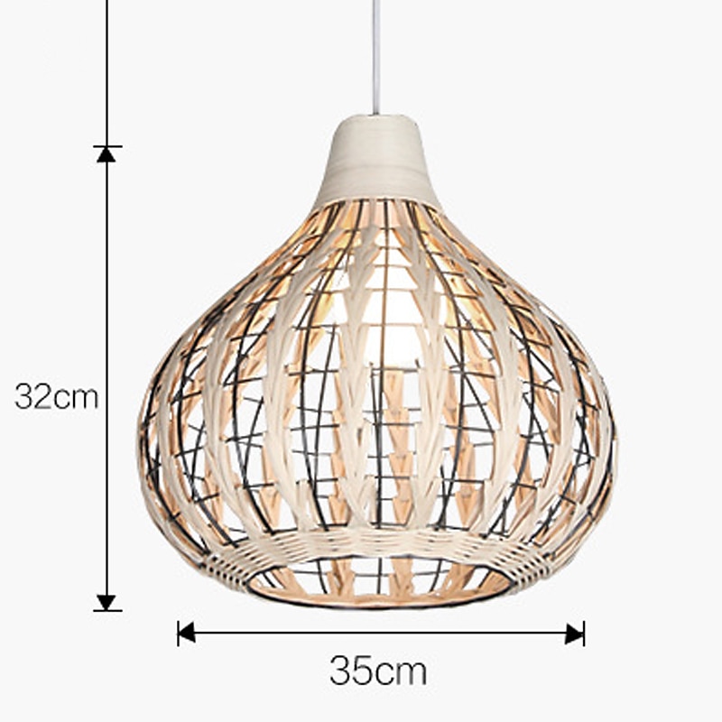 led pendellys 35cm håndvevd kurv hengende rør hengende lokk lampe pil rotting skjermer vev lampe lys lysekrone justerbar kabel 2025 - $279.99 –P7