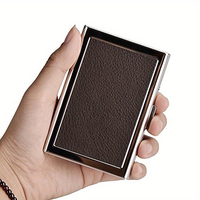 RFID Credit Card Holder Men Wallet Short Purse Stainless Steel And Leather Card Wallet 2025 - $8.99 –P10