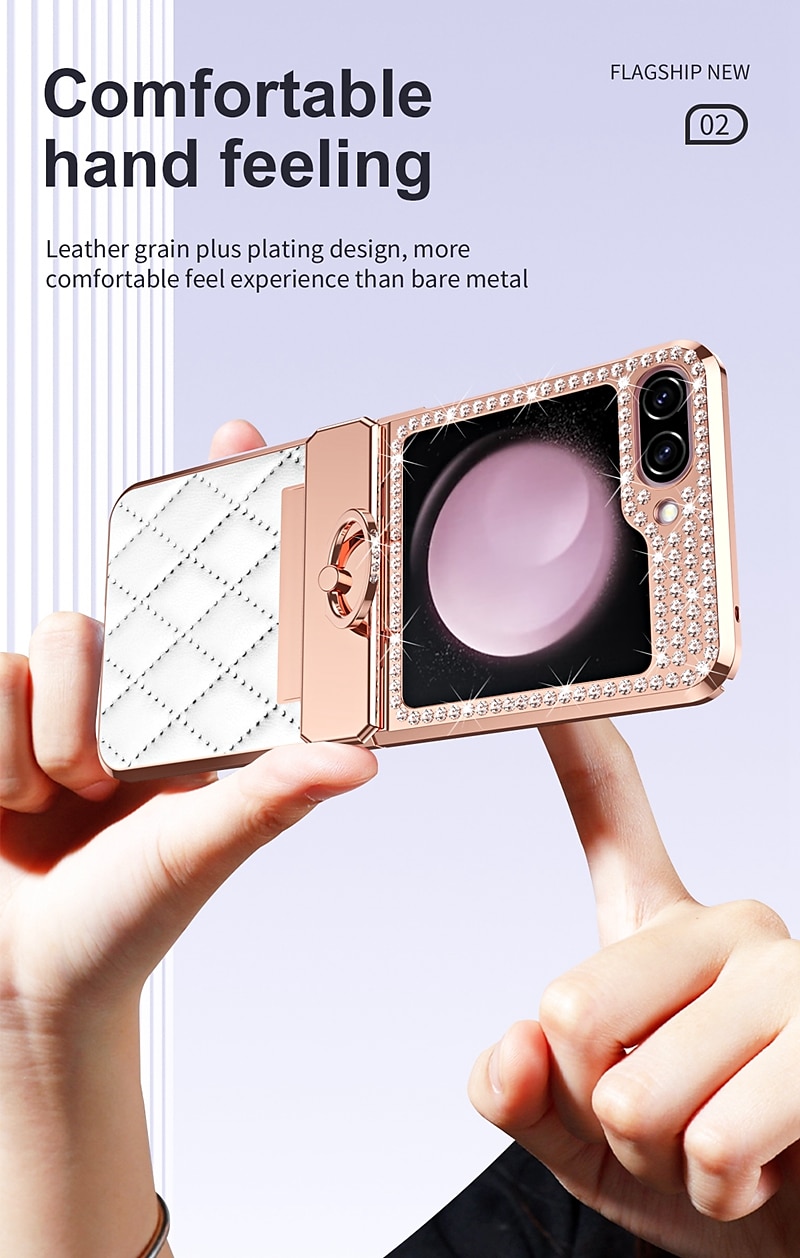 Phone Case For Samsung Galaxy Z Flip 7 Z Flip 6 Z Flip 5 Z Flip 4 Z Flip 3 Back Cover Shockproof Crystal Diamond TPU PU Leather 2025 - $29.99 –P3
