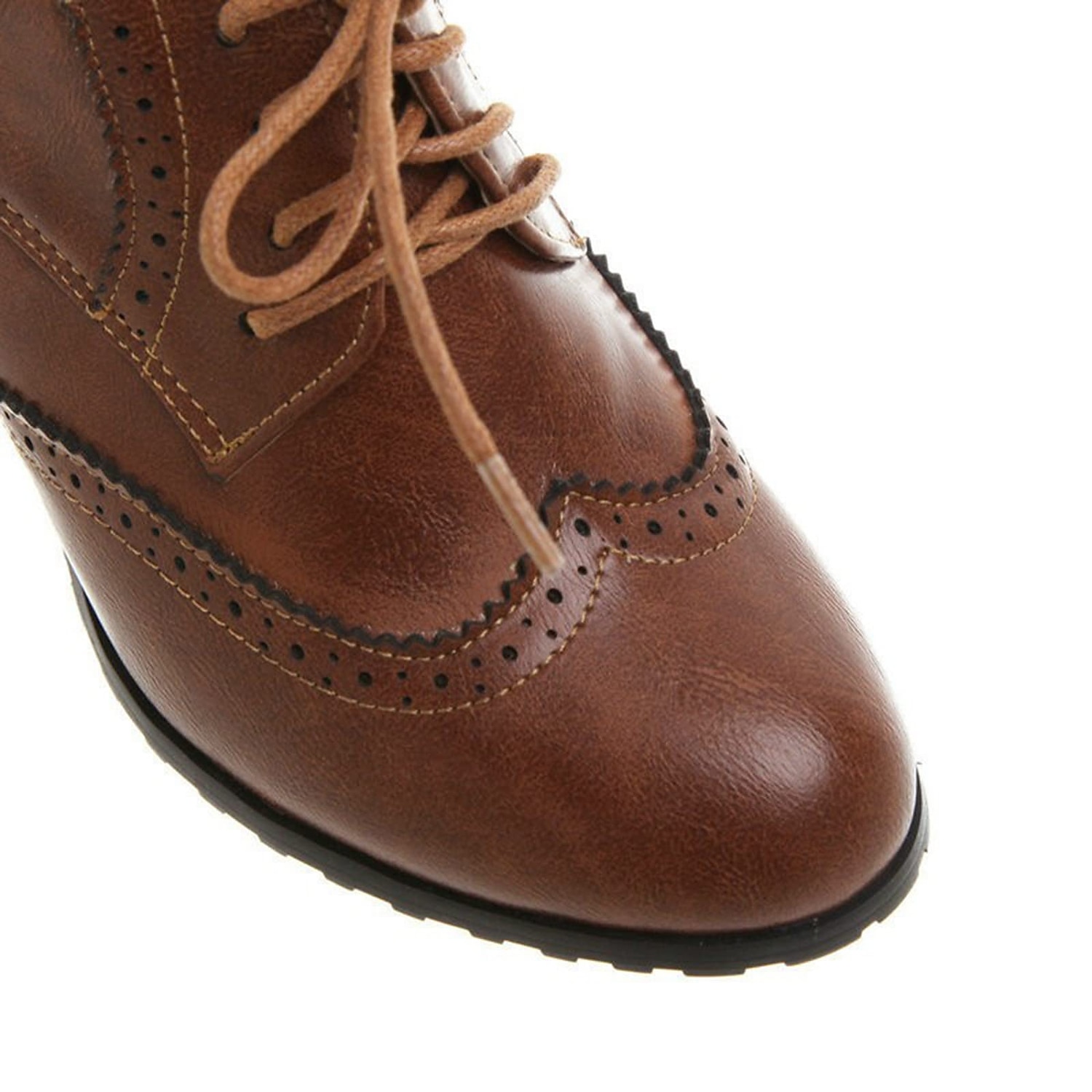 damskie zielone półbuty typu brogs oxford - skórzane buty vintage ze sznurowadłami na grubym obcasie do biura i na co dzień 2025 - $46.99 –P3