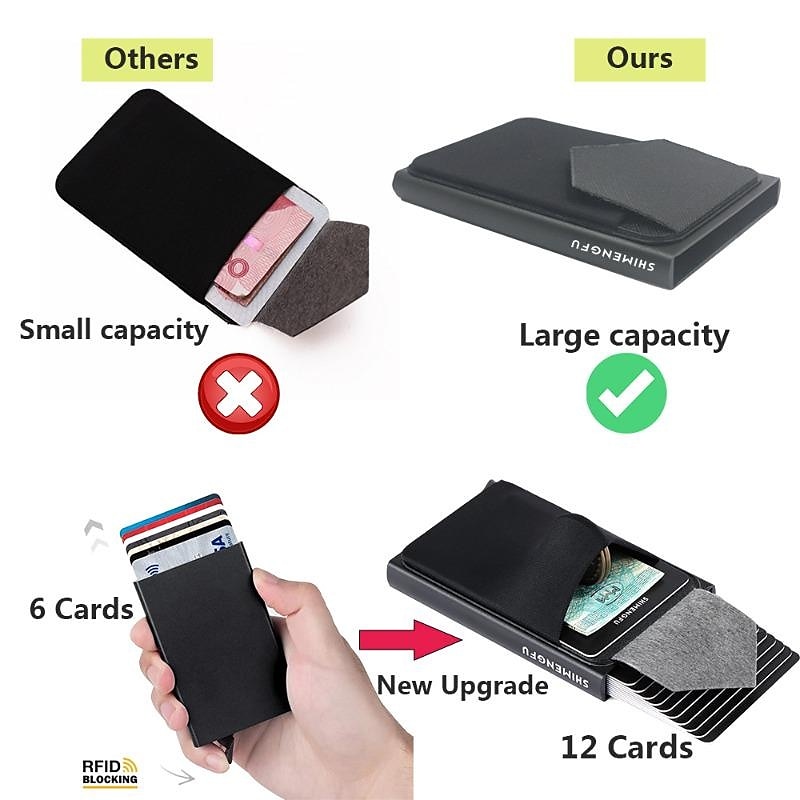 1 Pc Slim Aluminum Wallet Credit Card Holder RFID Wallet Metal Thin Slim Bank Card Case Men Women Pop-up Credit Card Bag 2025 - $11.99 –P10
