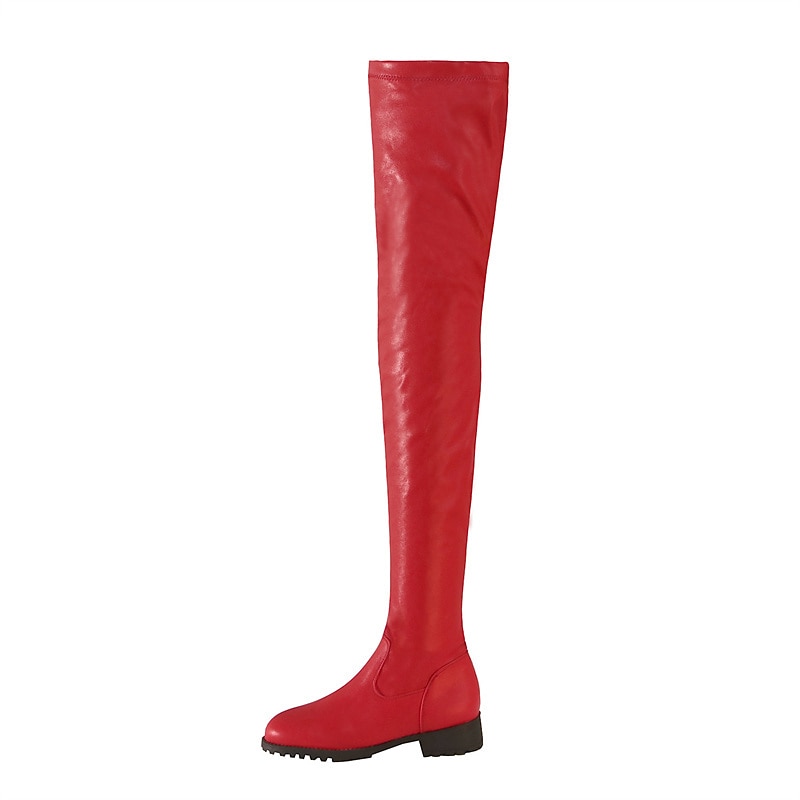 Botas de piel sintética por encima de la rodilla para mujer: botas altas hasta el muslo con tacón grueso para usar a la moda en otoño e invierno 2026 - $69.99 –P9