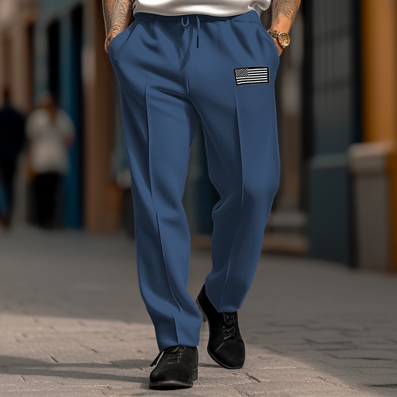 Homens Calças Esportivas Corredor Calças Calça de moletom de perna reta Calças Plissadas Com Cordão Cintura elástica Perna reta Bandeiras Conforto Respirável Casual Diário Feriado Esportes Moda de 2026 por $25.99 –P2