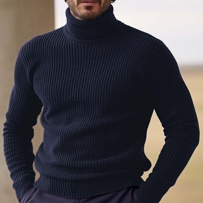 Homme Chandails de Noël Pull à col roulé Pull Pullover A côtes Tricoter Tricoté Plein Col Roulé Garder au chaud Décontractées Extérieur Usage quotidien Vêtement Tenue Automne hiver Noir Jaune S M L de 2025 ? $21.99 –P2