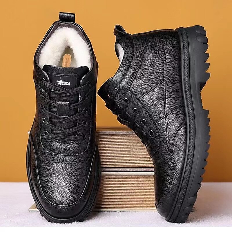 Herren Stiefel Winterstiefel Fleece-Futter Wanderschuhe Geschäftlich Brautkleider schlicht Täglich PU Wasserdicht Warm Stiefeletten / Stiefeletten Schnürsenkel Schwarz Winter 2025 - $34.99 –P4