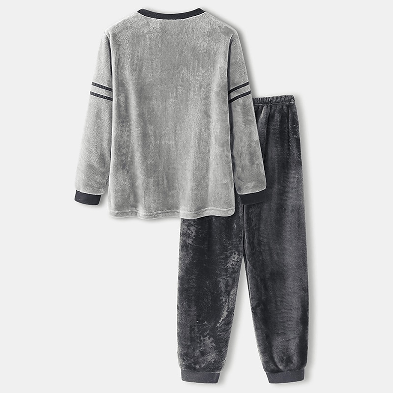 Per uomo loungewear Pigiami Set pigiama Top e pantalone del pigiama 2 pezzi Liscio Moda Informale Comoda Interni Giornaliero Flanella Comfort Girocollo Manica lunga Pullover Pantaloni da jogger Vita del 2025 a $49.99 –P2