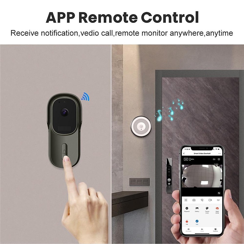 tuya smart home video deurbel 1080p camera buiten draadloze wifi deurbel waterdicht huis beveiliging smart lifefor alexa/google home 2025 - $81.99 –P2