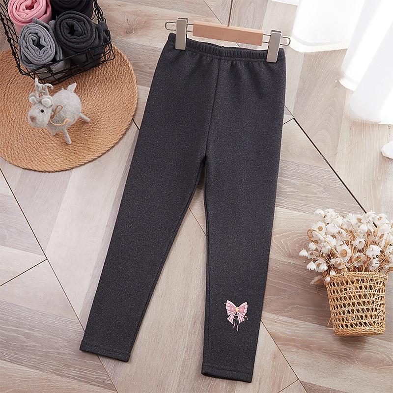 Bambino Da ragazza Leggings foderati in pile Pop art Attivo Scuola Cotone 7-13 anni Primavera Nero Rosa Grigio chiaro del 2026 a $10.49 –P3