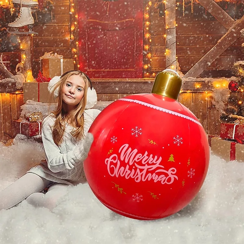 utendørs juleoppblåsbar dekorert ball pvc store store baller juletrepynt lekeball juleball gårdsplassdekorasjon juleutstyr leker julestemning ball 2025 - $12.99 –P3