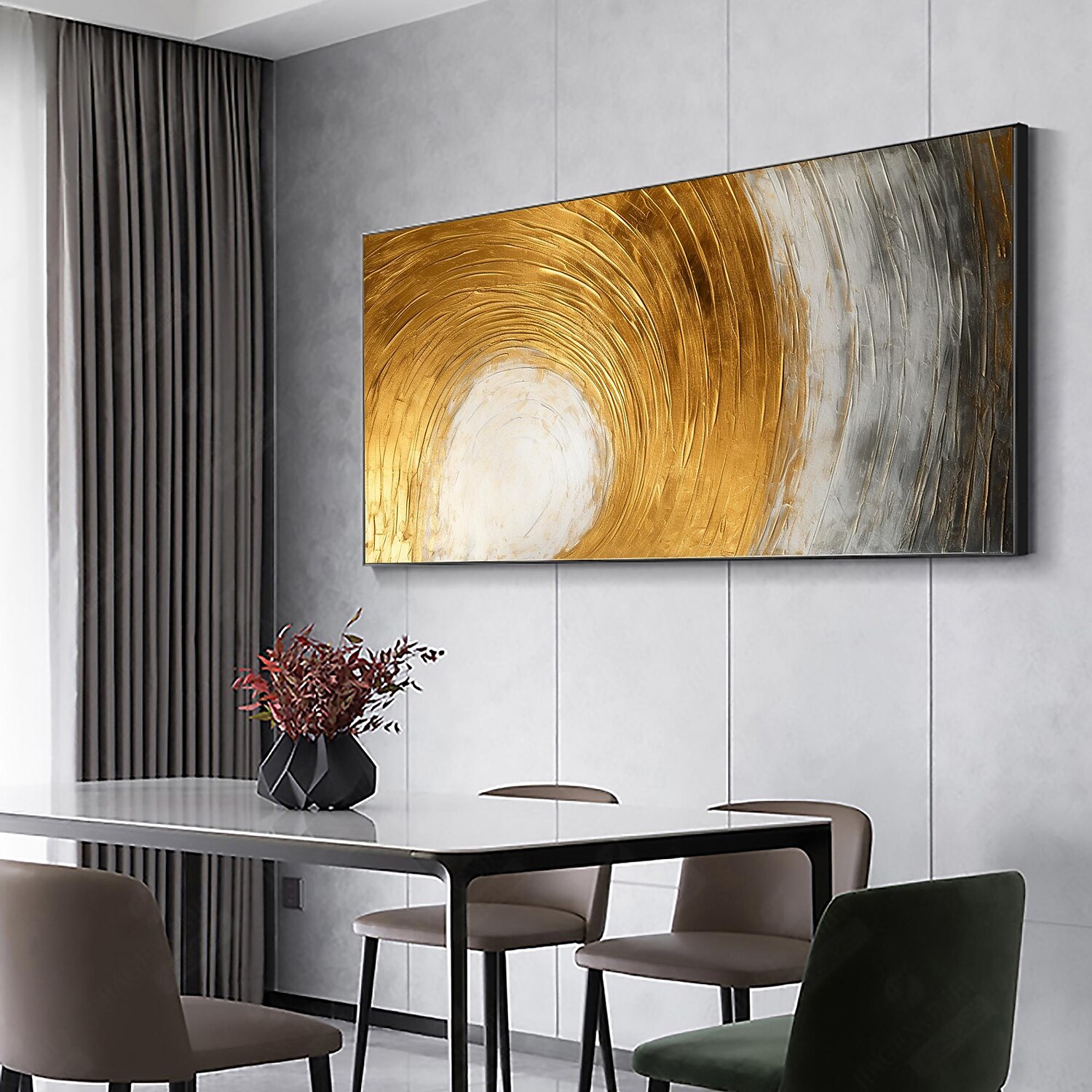 Handmade Oil Painting Canvas Wall Art Decor Original Skiing Gold Texture for Home Decor With Stretched Frame/Without Inner Frame Painting 2025 - $158.99 –P17