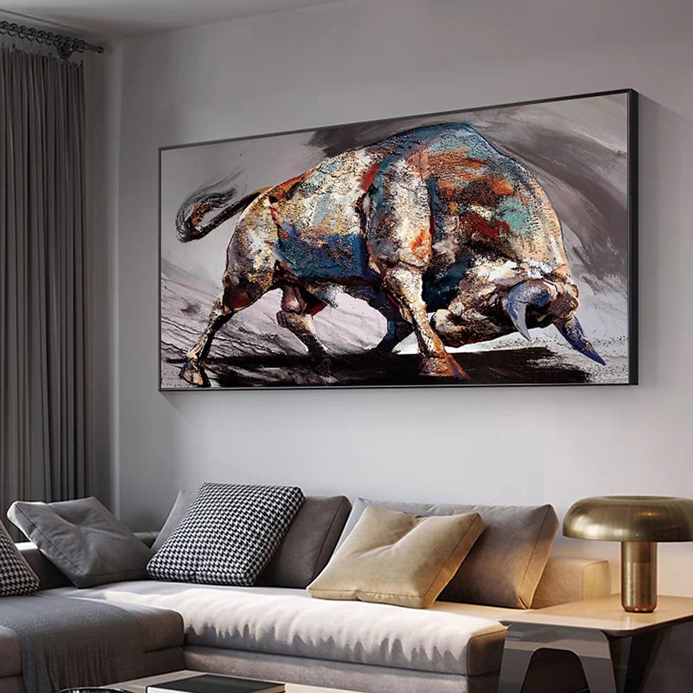 mintura kézzel készített absztrakt állatok bika olajfestmények vászonra fal művészeti dekoráció modern kép lakberendezéshez hengerelt keret nélküli feszítetlen festmény 2026 - $66.99 –P5