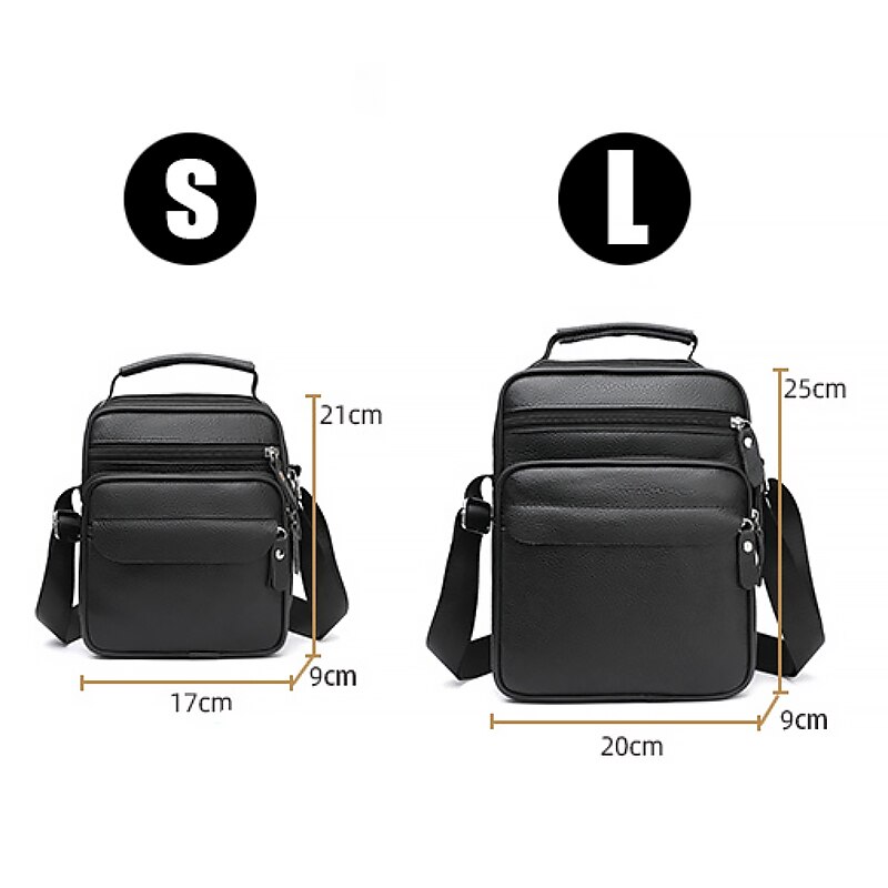 Voor heren Crossbody zak Schoudertas Schooltas Leder Buiten Dagelijks Feestdagen Rits Grote capaciteit waterdicht Lichtgewicht Effen Kleur Zwart 2025 - $29.99 -P8