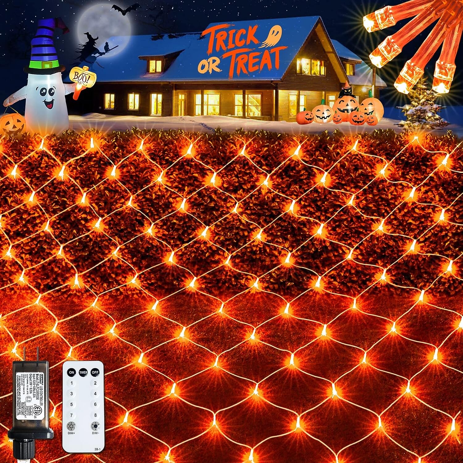 julepynt nettlys lavspent sikkerhetsplugg 8 funksjon fjernkontroll bryllup ferie halloween innendørs og utendørs dekorasjon 6 * 4m 672led/3 * 2m 192led/1,5 * 1,5m-96led 2025 - $37.99 –P6