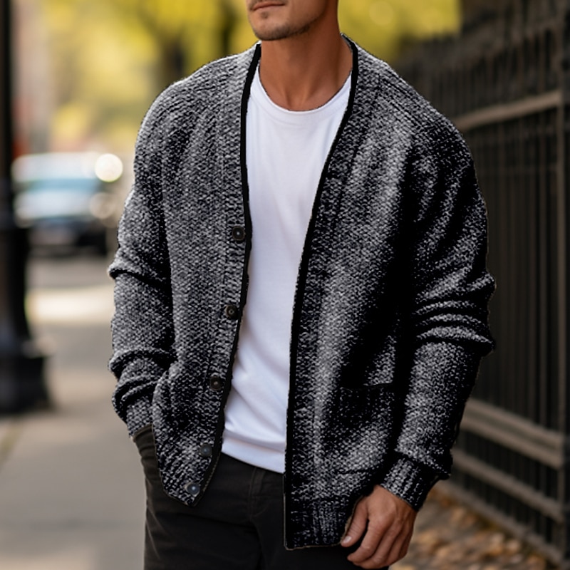 Per uomo Felpa Maglione corto Cardigan Maglione A coste Maglia Standard Lavorato a maglia Liscio A V Top caldi Contemporaneo moderno Da tutti i giorni Per uscire Abbigliamento Inverno Rosso bordeaux del 2025 a $26.99 –P4