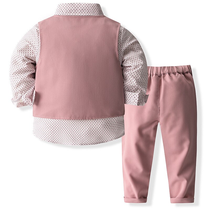 3 delar Småbarn Pojkar Kostym och blazer Utrusta Rand Långärmad Bomull Uppsättning Skola Mode Dagligen Vår Höst 3-7 år vetefärgad Rodnande Rosa Marinblå 2025 - $45.99 –P2