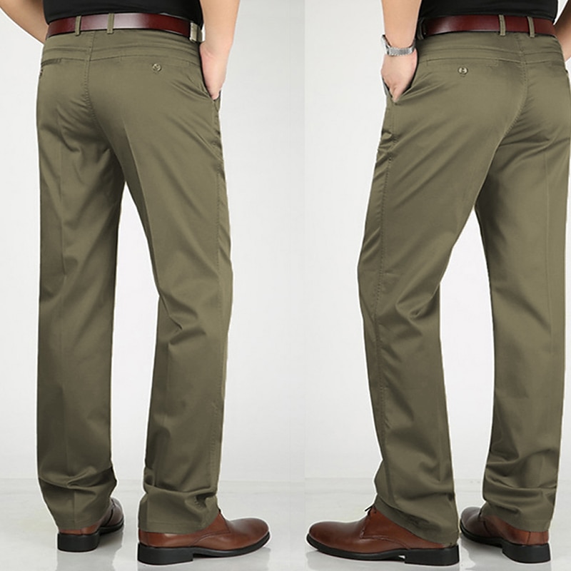 Bărbați Costume Pantaloni Pantaloni casual Buzunar Picior drept Simplu Confort Respirabil Nuntă Casual Zilnic Stilat Simplu Verde Militar Negru Micro-elastic 2025 - RON 96.99 –P10