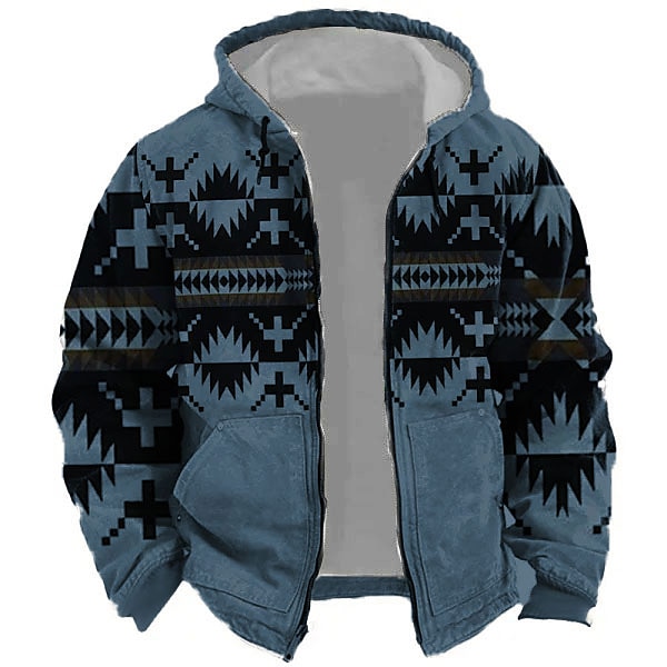 Herren Stammes Grafik-Drucke Hoodie Sweatshirt Kapuze Hoodies Pullover Kapuzenpullover mit Reißverschluss Langarm Sweatshirt mit Kapuze Mit Kapuze Sport 3D-Druck Festtage Urlaub Strassenmode Weiß Blau 2025 - $30.99 –P14