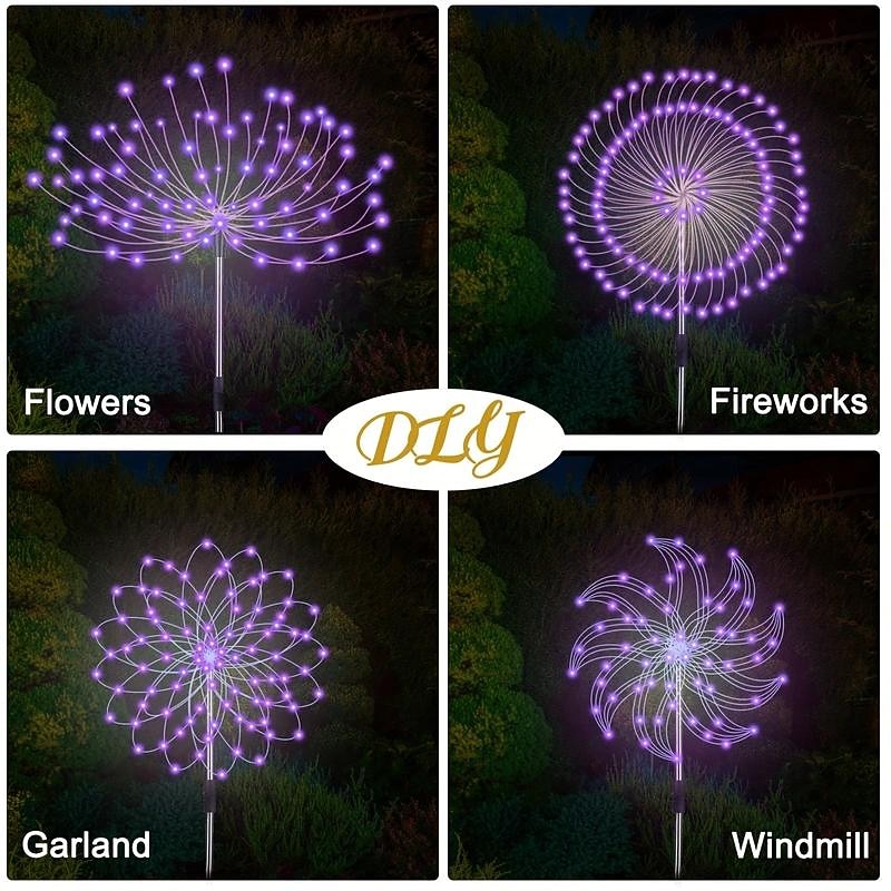 5 stuks 5 W LED-lampen op zonne-energie Padverlichting en lantaarns Op Zonne-Energie Kerst Bruiloft Decoratie 8 verlichtingsmodi Warm wit Koel wit Groen 5 V 600 LED-kralen 2026 - $71.99 –P8