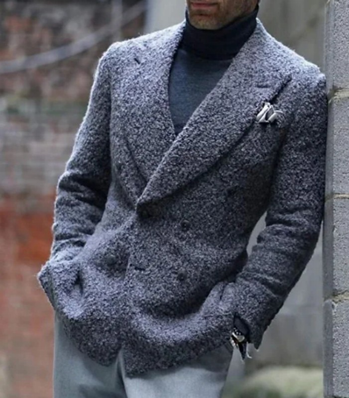 Homens Jaqueta Blazer Colar de fechamento Moda Casual Cor Sólida Exército verde Roxo Marron Moderno Seis botões de peito duplo de 2025 por $86.99 –P5