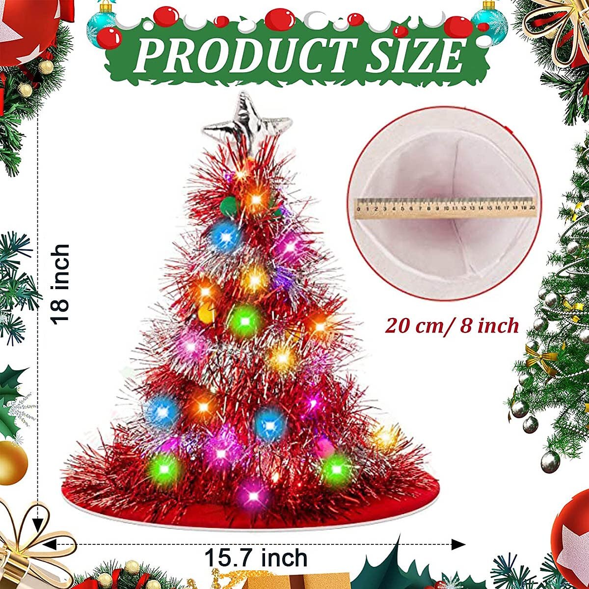 Christmas Hat 2 Pack Light Up Christmas Hats Funny Santa Hat with Tinsel 30 LED Colorful Lights Poms Christmas Costume Accessories for Adults Kids Xmas Tree Hat Holiday Party Theme Hats 2026 - $43.99 –P3