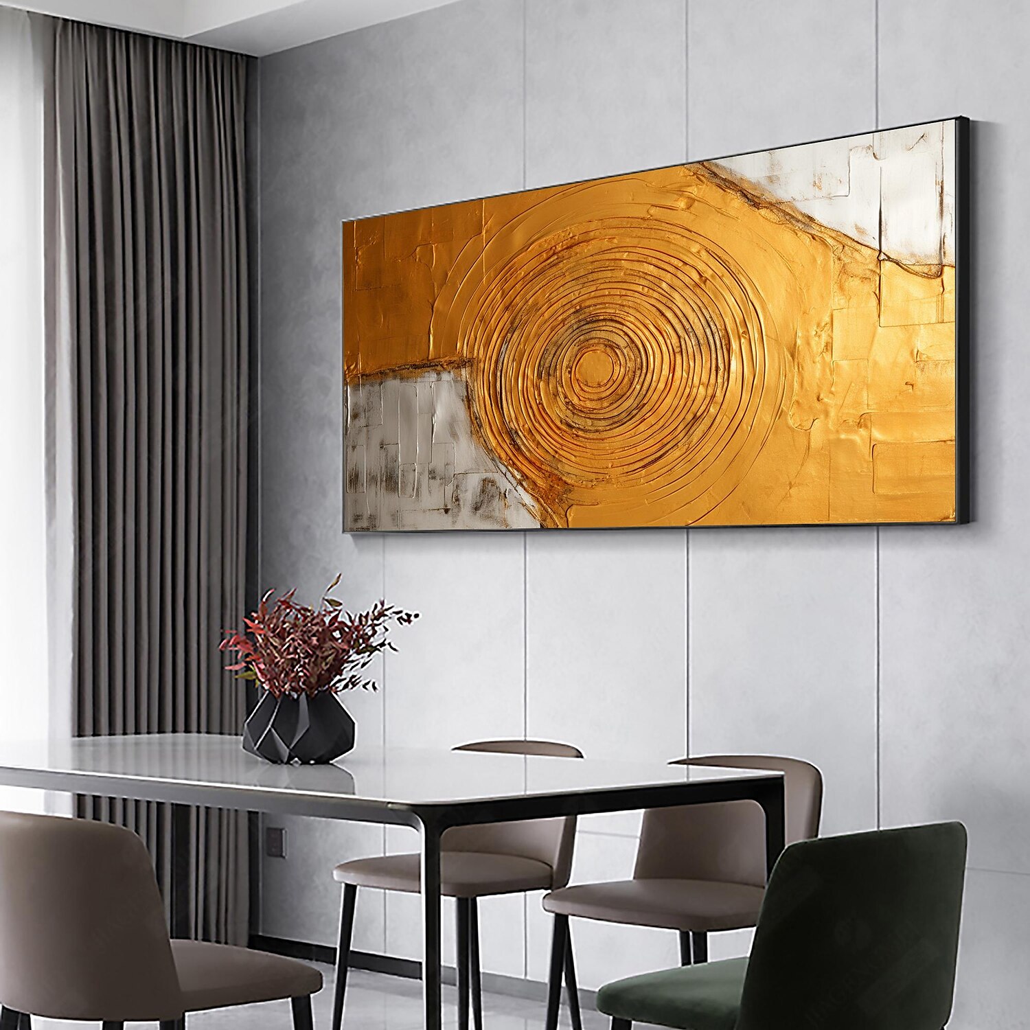 Handmade Oil Painting Canvas Wall Art Decor Original Skiing Gold Texture for Home Decor With Stretched Frame/Without Inner Frame Painting 2025 - $158.99 –P7