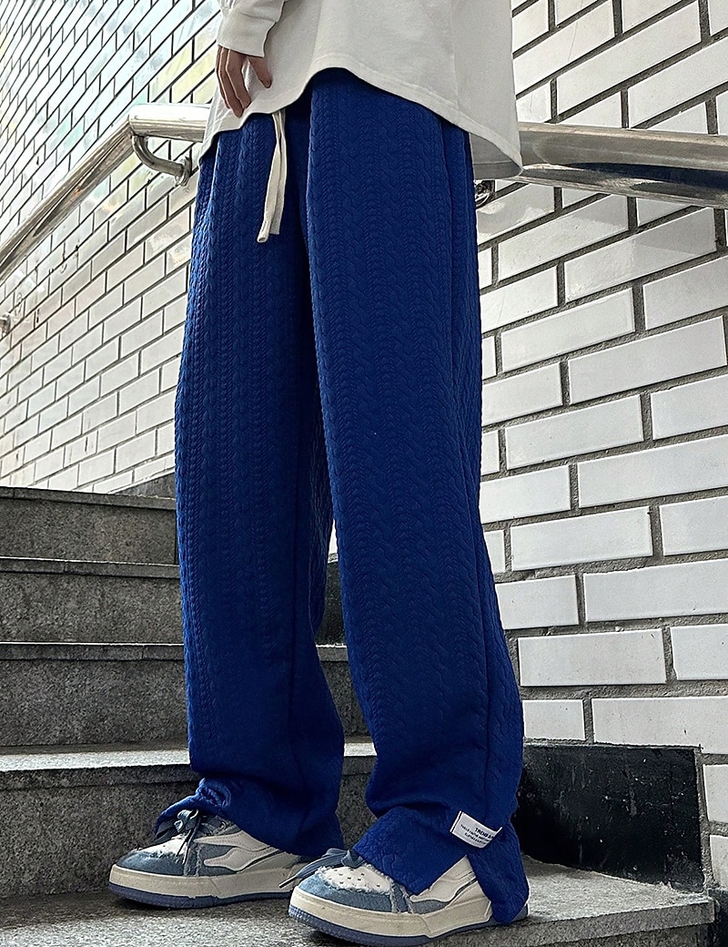 Herr Joggingbyxor Joggare Träningsbyxor med vida ben Ficka Snörning Elastisk midja Slät Komfort Andningsfunktion Utomhus Dagligen Utekväll Mode Ledigt Svart Blå 2026 - $24.99 –P4