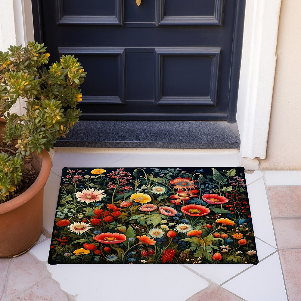 Colorful Floral Doormat Floor Mats Washable Rugs Kitchen Mat Non-Slip Oil Proof Rug Indoor Outdoor Mat Bedroom Decor Bathroom Mat Entrance Rug 2025 - $16.99 –P3