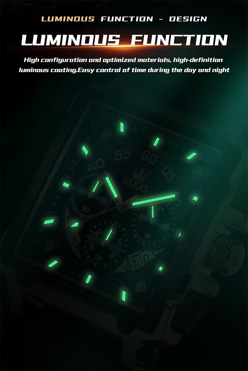 New Olevs Brand Men'S Watches Decorative Calendar Luminous Chronograph Large Dial Quartz Watch Students Casual Men'S Waterproof Wristwatch 2025 - $43.99 –P11