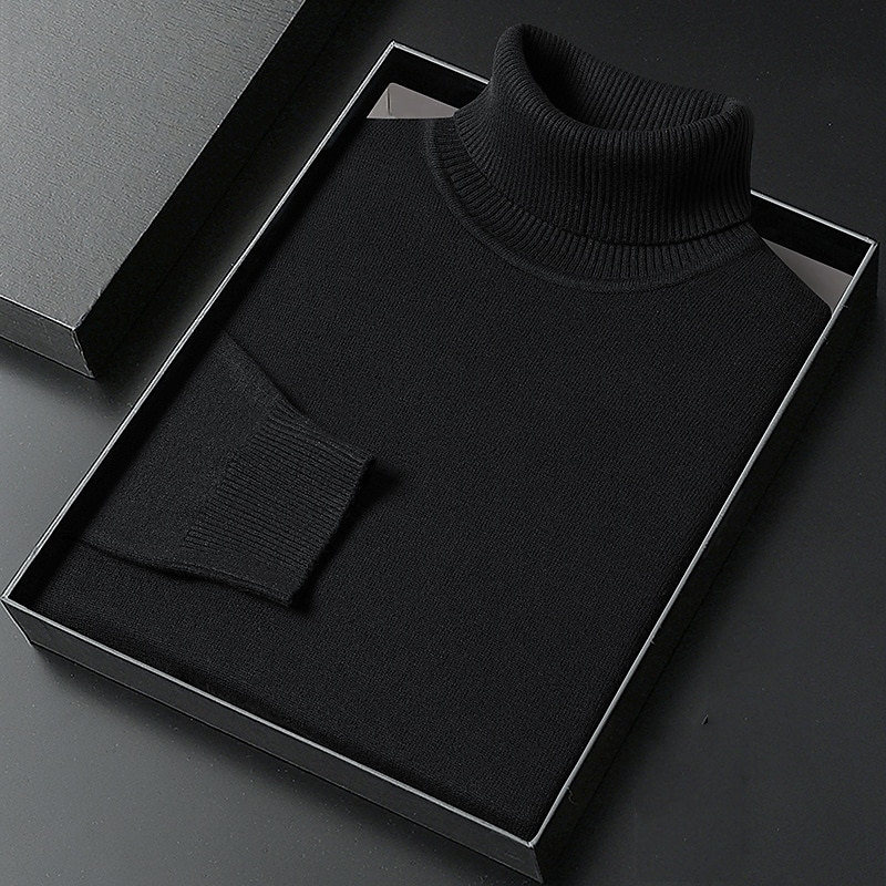 Herre Turtleneck genser Pullover genser Julegenser Riflet Strikke Vanlige topper Strikket عادي Rullekrage Hold Varm Moderne Moderne Dagligdagstøy Ut på byen Klær Høst Vinter Kamel Svart S M L 2025 - $27.99 –P8