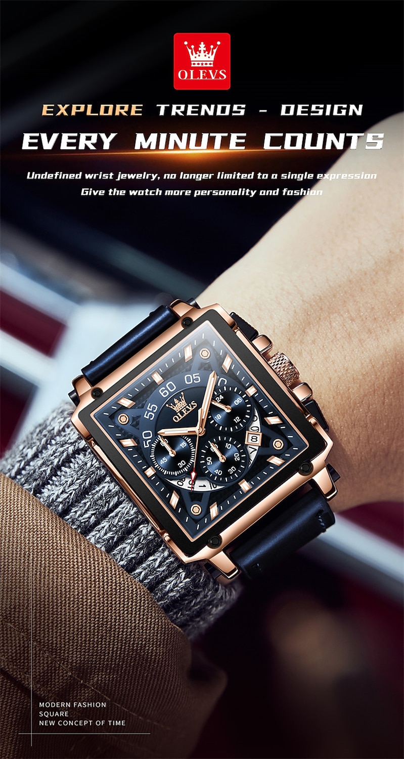 New Olevs Brand Men'S Watches Decorative Calendar Luminous Chronograph Large Dial Quartz Watch Students Casual Men'S Waterproof Wristwatch 2025 - $43.99 –P14