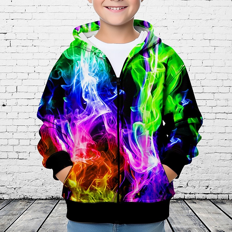 pojkar 3d grafisk huvtröja ytterkläder långärmad 3d-tryck höst vinter mode streetwear cool polyester barn 3-12 år utomhus casual daglig normal passform 2025 - $18.49 –P3
