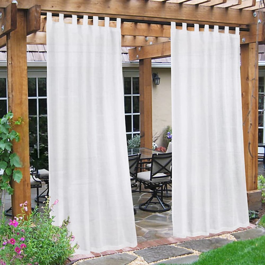 Outdoor Linen Sheer Curtains for Patio Waterproof Indoor/Outdoor Divider Privacy Added Light Filtering Porch Decor with Detachable Self-Stick Tab Top for Gazebo/Cabana, Natural, 2 Panels 2026 - $66.99 –P9
