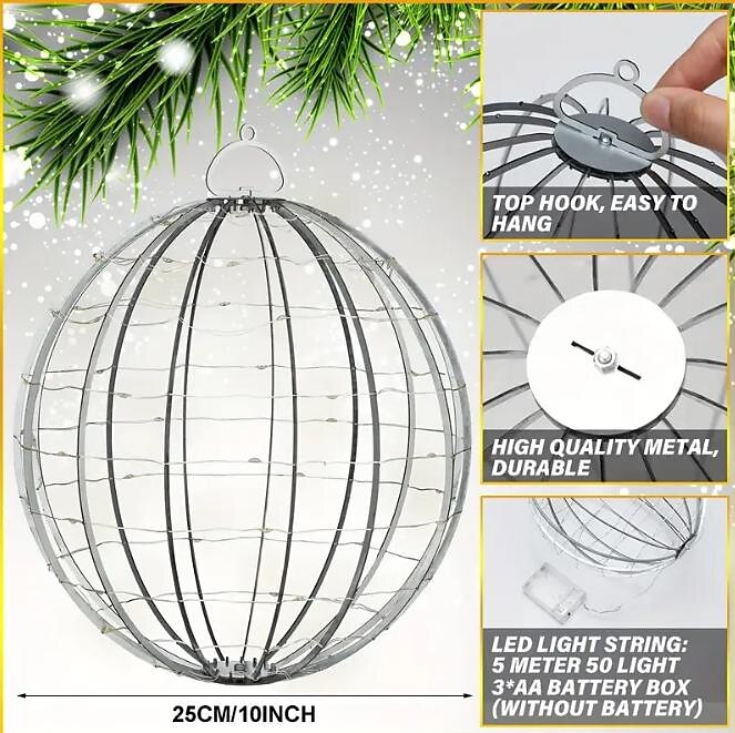 natal led bola luz esfera ornamento pendurado árvore de natal globo luzes aniversário dia dos namorados ação de graças dia de ano novo decoração de festa de natal sem bateria de 2025 por $17.49 –P6