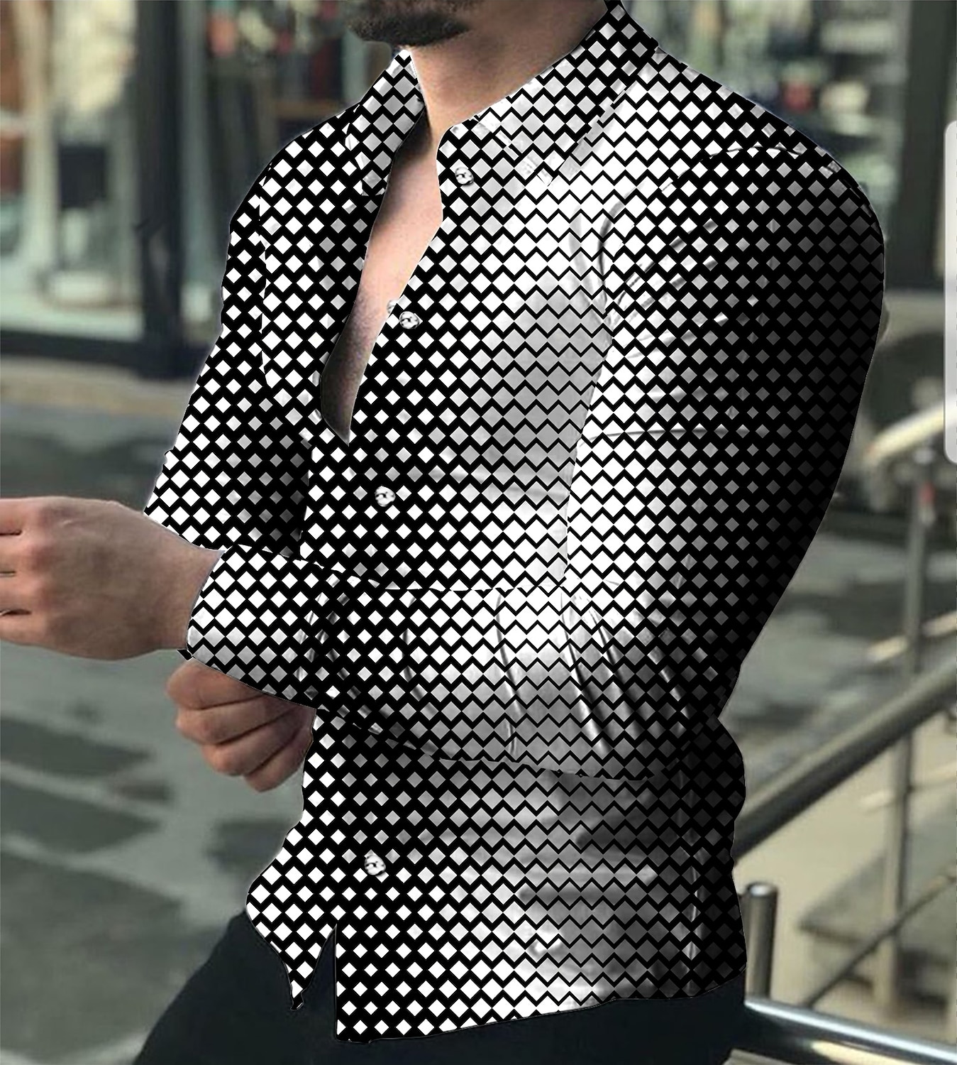 Per uomo Fantasia geometrica Geometrica Camicia Camicia con bottoni Manica lunga Di tendenza Originale Informale Giornaliero Per eventi Per uscire Primavera estate Collo ripiegabile Stampa 3D Bottone del 2025 a $26.99 –P1