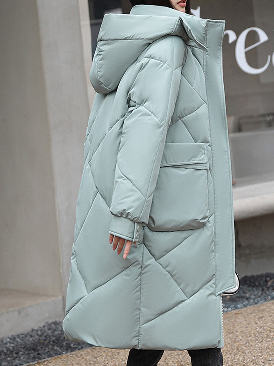 Women's Parka Long Puffer Coat Warm Heated Jacket Windproof Winter Coat with Pockets Street Outerwear Long Sleeve Fall 2023 - US $39.99 –P4