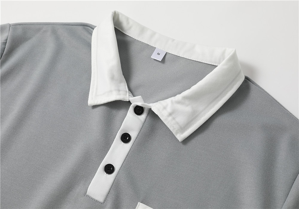 Men's Polo Shirt Button Up Polos Casual Holiday Lapel Long Sleeve Fashion Basic Color Block Patchwork Summer Regular Fit Navy-blue Dark Grey White Burgundy Grey Polo Shirt 2025 - $21.99 –P3