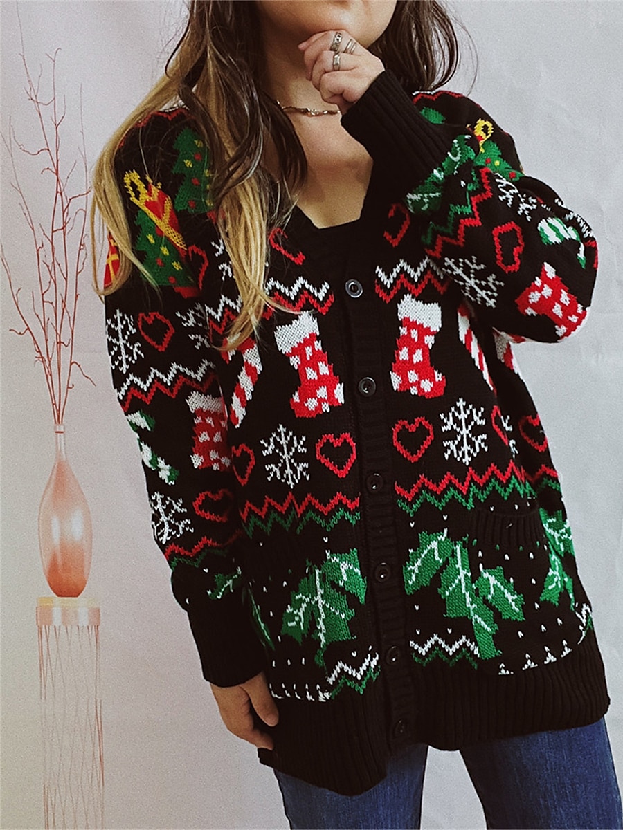 V neck outlet christmas sweater