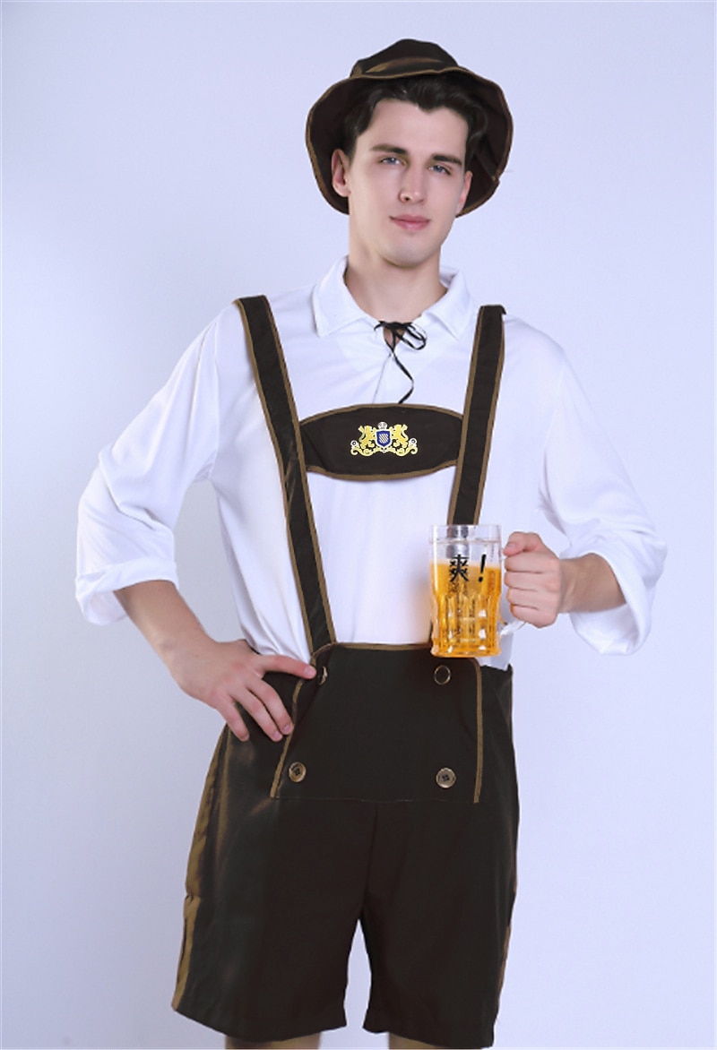Oktoberfest-olut Asu Pusero / hame nahkahousuista Baijerin pariskunta Oktoberfestin pari Saksa München Niityt Miesten Perinteinen tyyli kangas Toppi Shortsit Hattu 2025 - $40.99 –P2