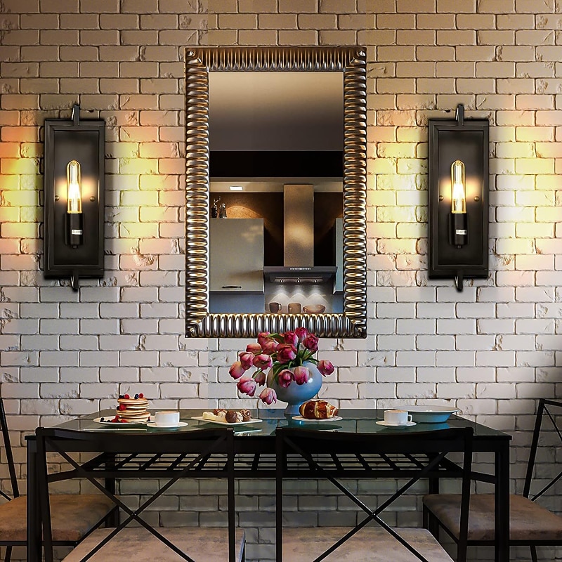 teollinen musta seinävalaisin seinävalaisin maalaismainen vintage seinävalaisin e26-jalustalla, maalaistalon metalli maalaistyylinen seinävalaisin, moderni sisäseinävalaistus kiinteästi 110-240v 2026 - $66.99 –P3