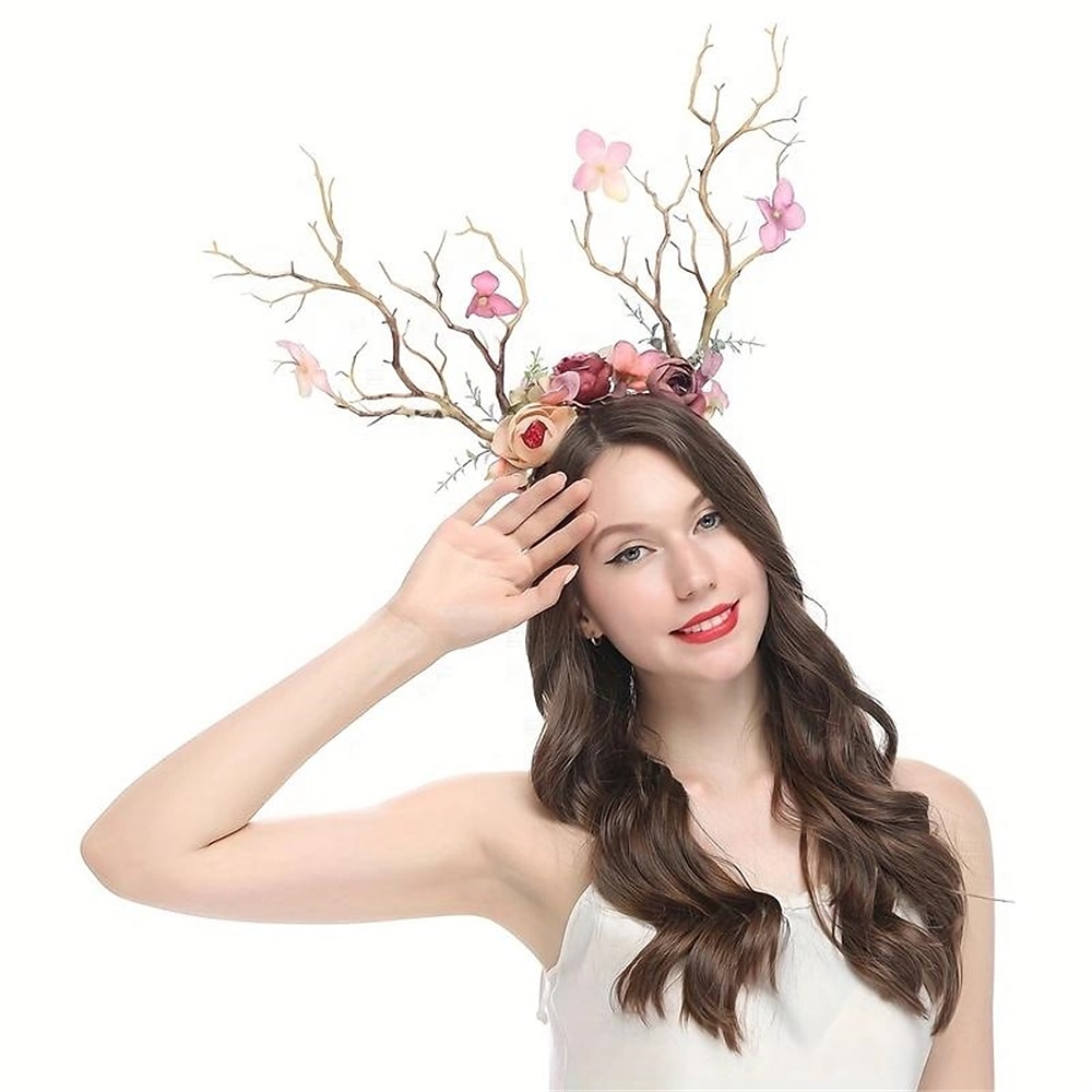 1 τεμάχιο προσομοίωση κέρατα δέντρων, κρίκοι μαλλιών, λουλούδια, κορδέλα δέντρων για γυναίκες, cosplay, χριστουγεννιάτικο φεστιβάλ, πάρτι γενεθλίων 2026 - $14.99 –P8