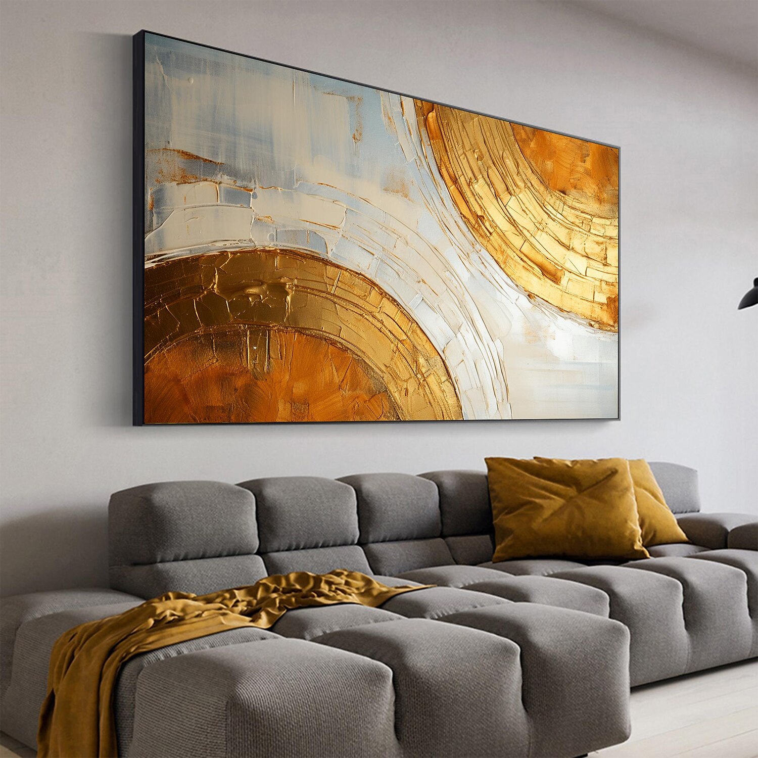 Handmade Oil Painting Canvas Wall Art Decor Original Skiing Gold Texture for Home Decor With Stretched Frame/Without Inner Frame Painting 2025 - $158.99 –P2