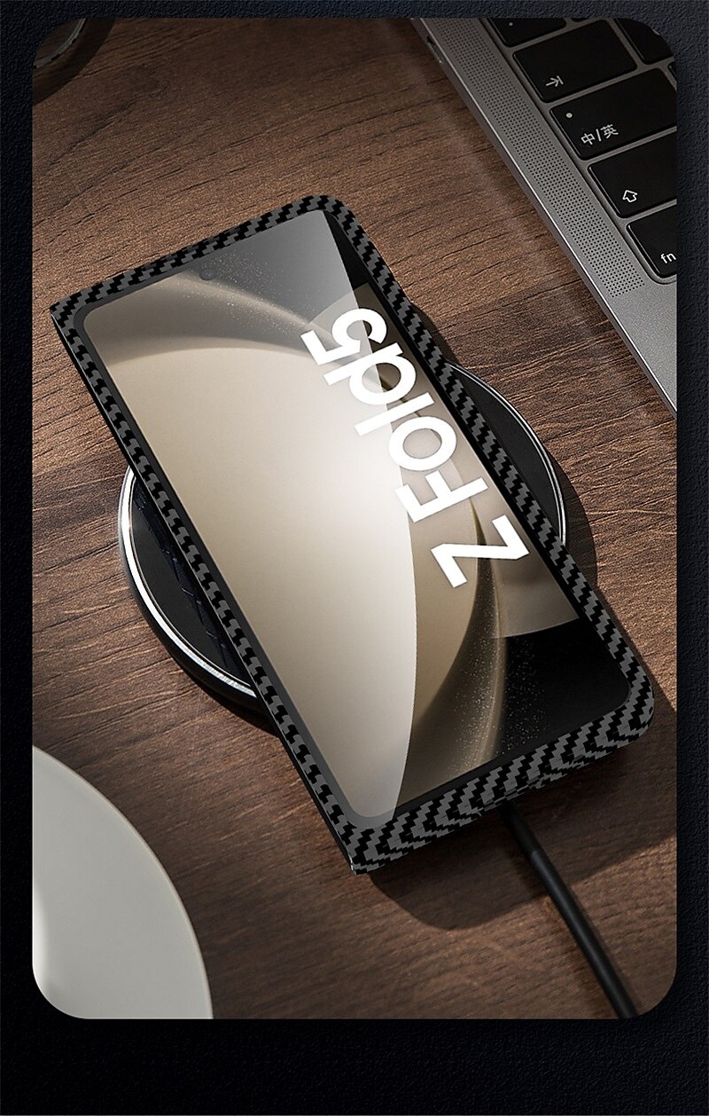 2025年 Samsung Galaxy Z Fold 6 Z Fold 5 Z Fold 4 Z Fold 3 Z Fold 2 用の電話ケース フリップカバー スタンドホルダー付き フルボディプロテクティブ ワイヤレス充電サポート カーボンファイバー コレクション – $32.99 –P9