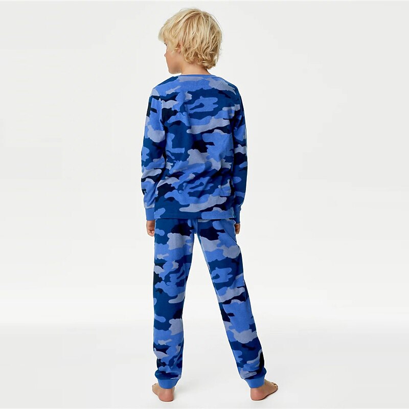 Chlapecké 3D maskování Sady nočního prádla Dlouhý rukáv 3D tisk Podzim Zima Aktivní Chladný Denní Polyester Děti 3-12 let Tričkový Domů Ležérní Vevnitř Běžný 2025 - $16.49 –P2