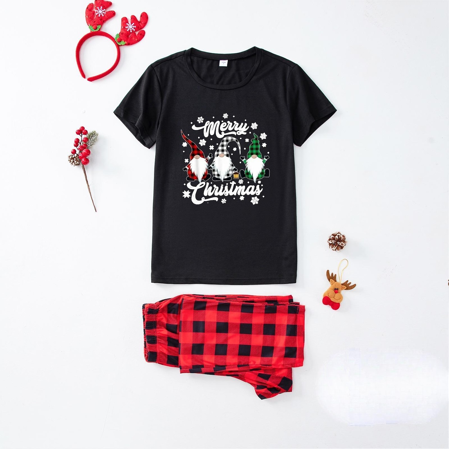 Family Christmas Family Pajamas Pajamas Graphic Plaid Pajamas Cute Christmas Pajamas School Print Colorblock Black White Long Sleeve Mommy And Me Outfits Active Matching Outfits 2026 - $16.49 –P15